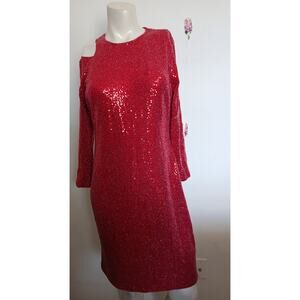 NEW JM Studio John Meyer Shimmery Red Body Con Cocktail Party Dress 8 Medium